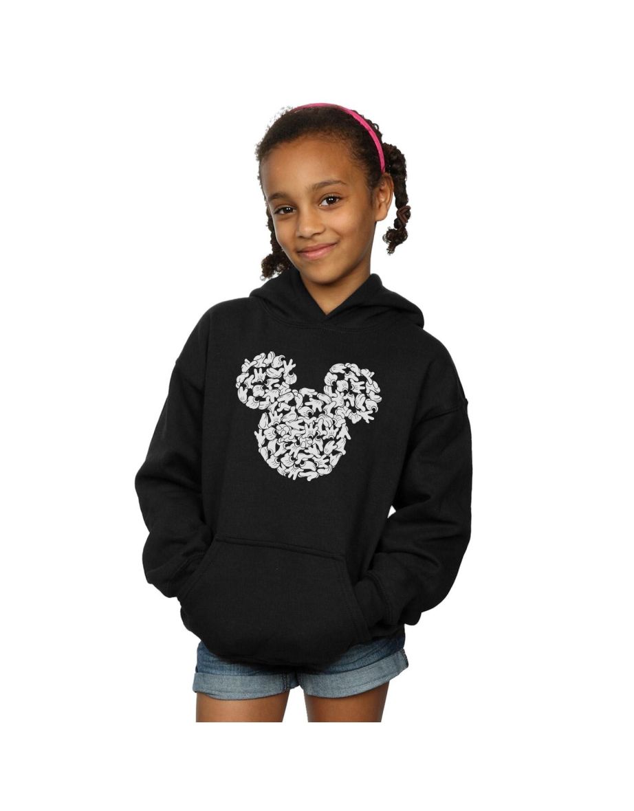 Disney Girls Mickey Mouse Head Of Hands Hoodie - Black
