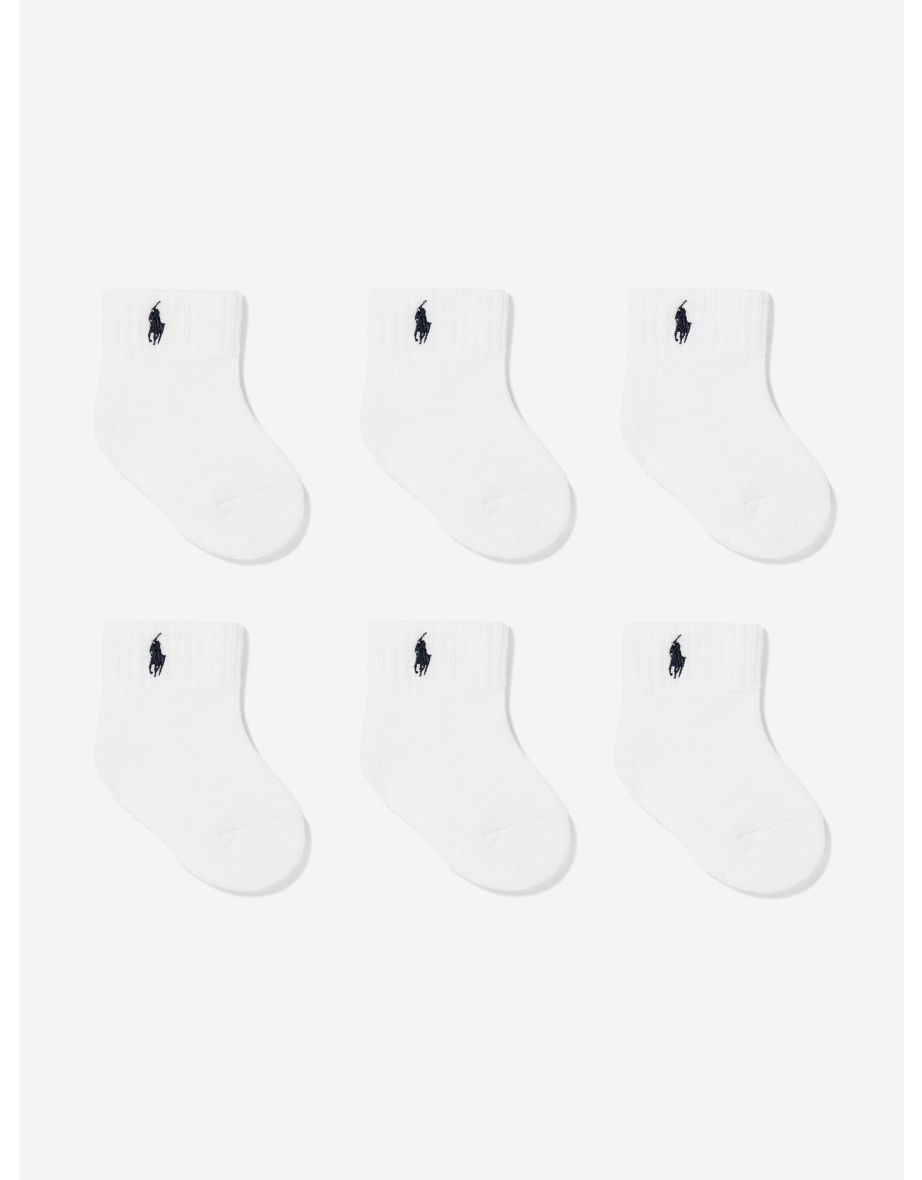 Ralph Lauren Baby 6 Pack Sports Sock Set in White