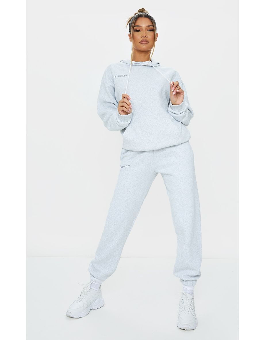 Shop PRETTYLITTLETHING Logo Ash Grey Est 2012 Cuffed Joggers Online in Bahrain VogaCloset