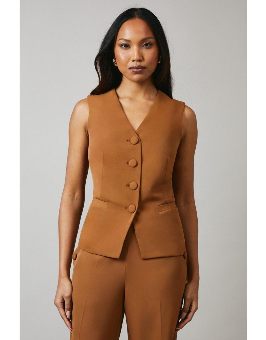 Self Covered Button Detail Waistcoat