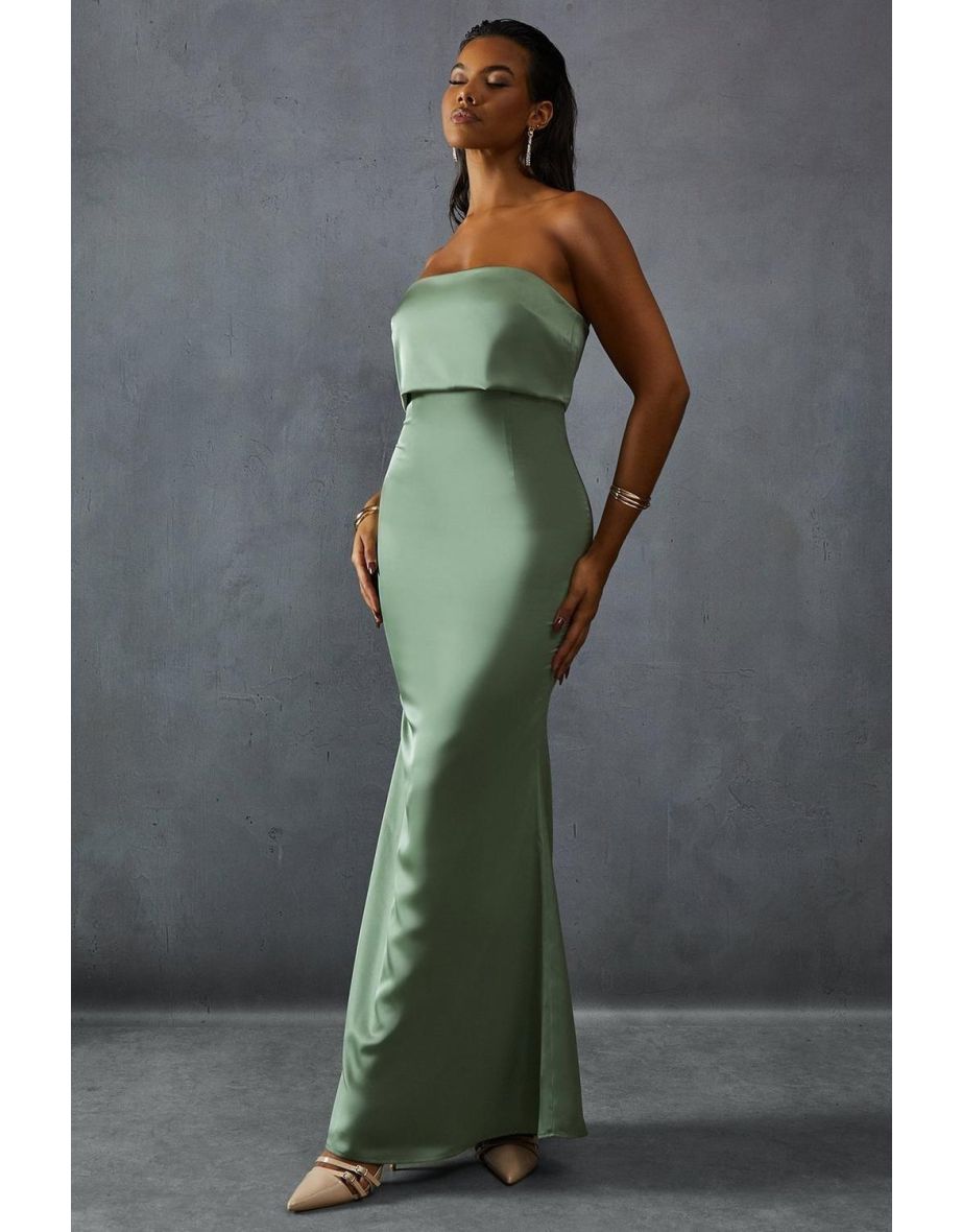 Premium Satin Bandeau Overlay Bridesmaid Dress
