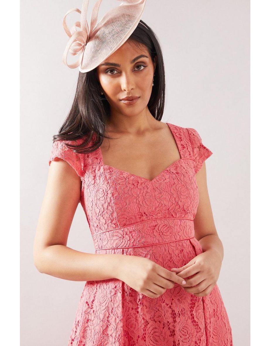 Petite Lace Sweetheart Neck Midaxi Dress - 3
