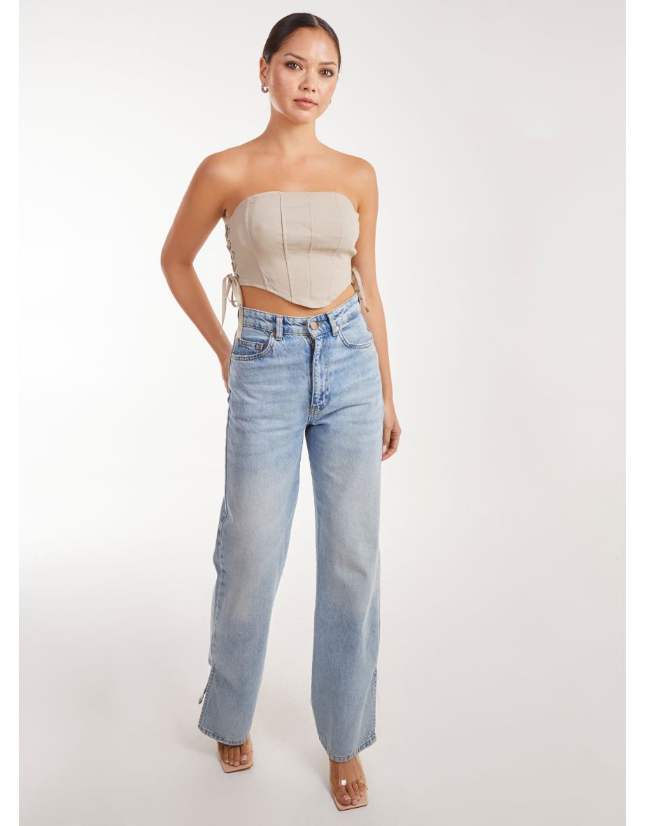 Cargo Side Lace Up Corset Bandeau Top