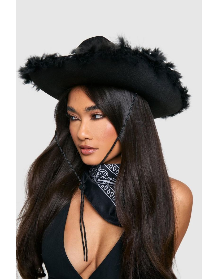 Halloween Fathered Cowboy Hat & Bandana Multipack - black