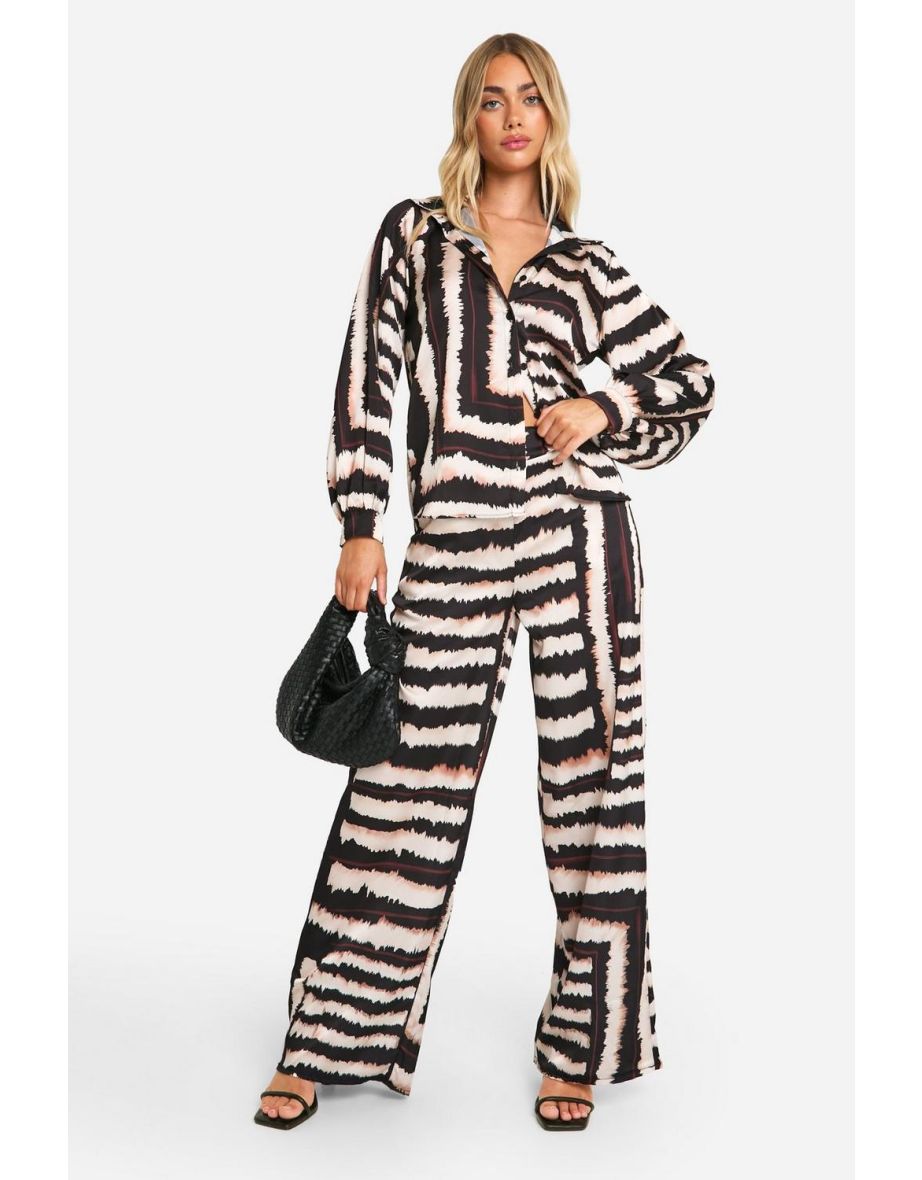Large Scale Tonal Tie Dye Wide Leg Trousers