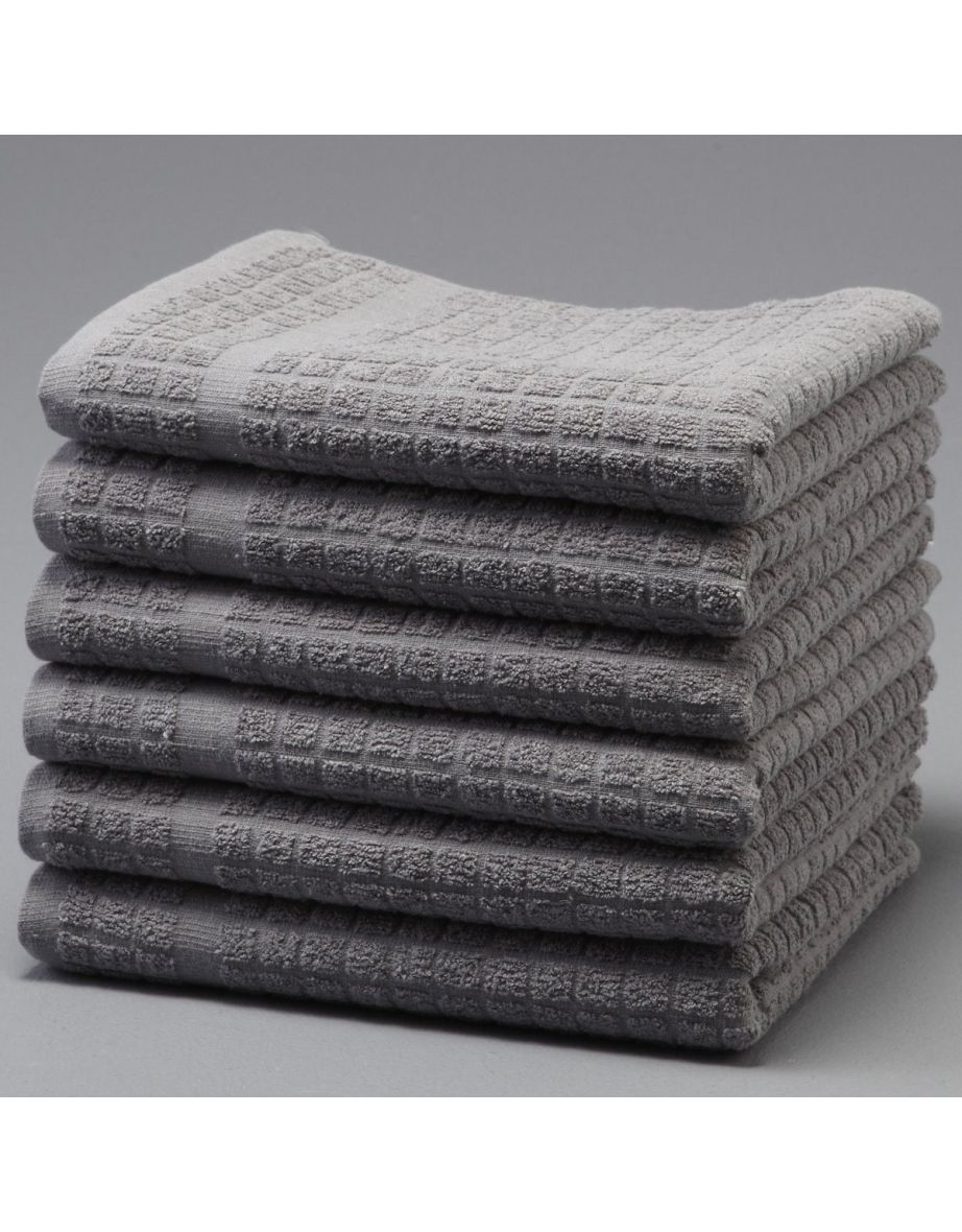 Set of 6 Absorbent 100% Cotton Hand Towels - 1