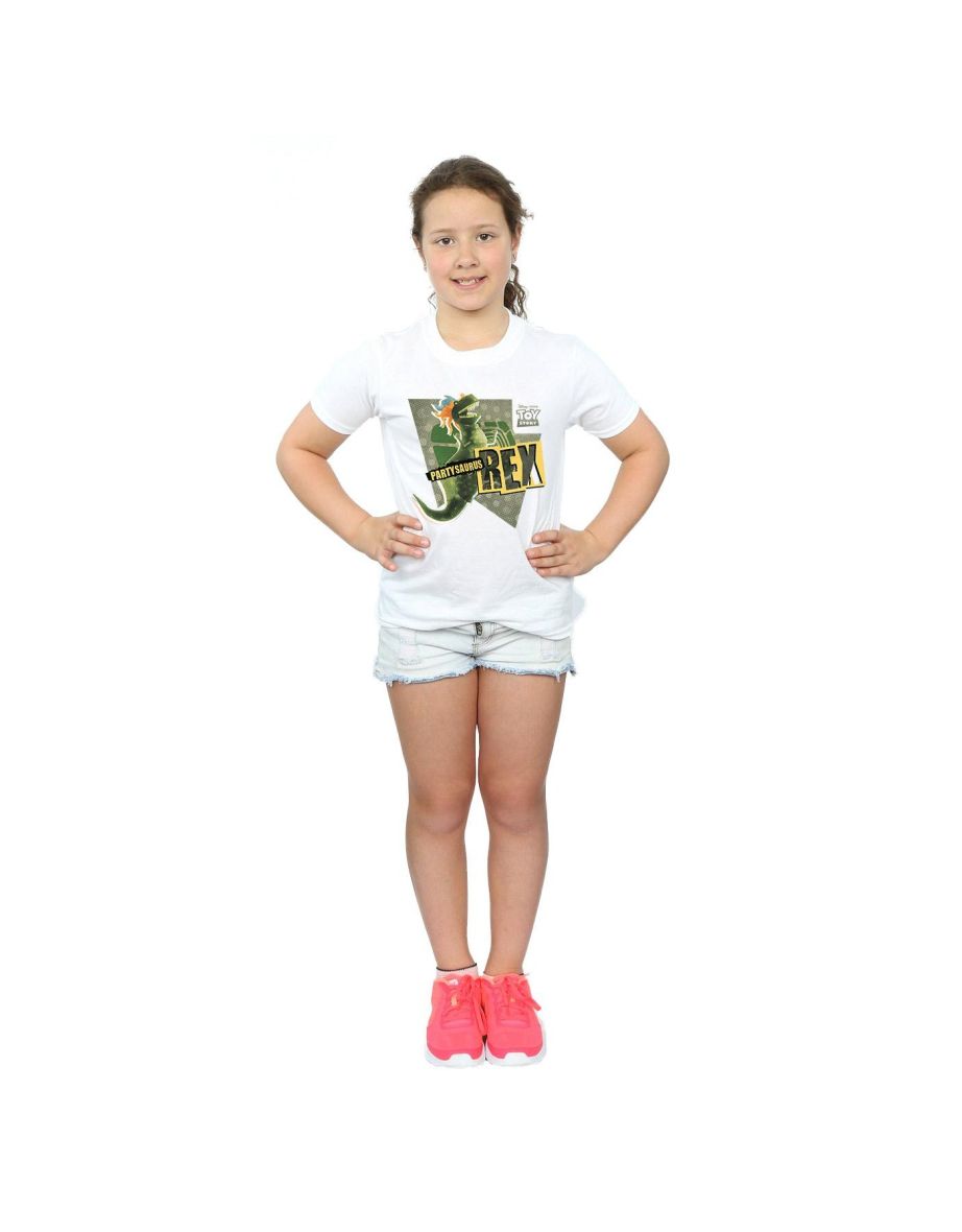 Disney Girls Toy Story Partysaurus Rex Cotton T-Shirt - White - 3