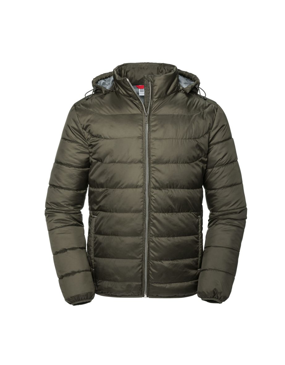 Shop Russell Mens Nano Hooded Padded Jacket Dark Olive Online in Qatar VogaCloset