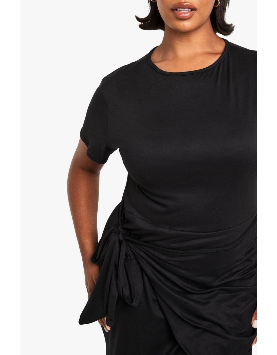 Plus wrap t-shirt dress - black - 3