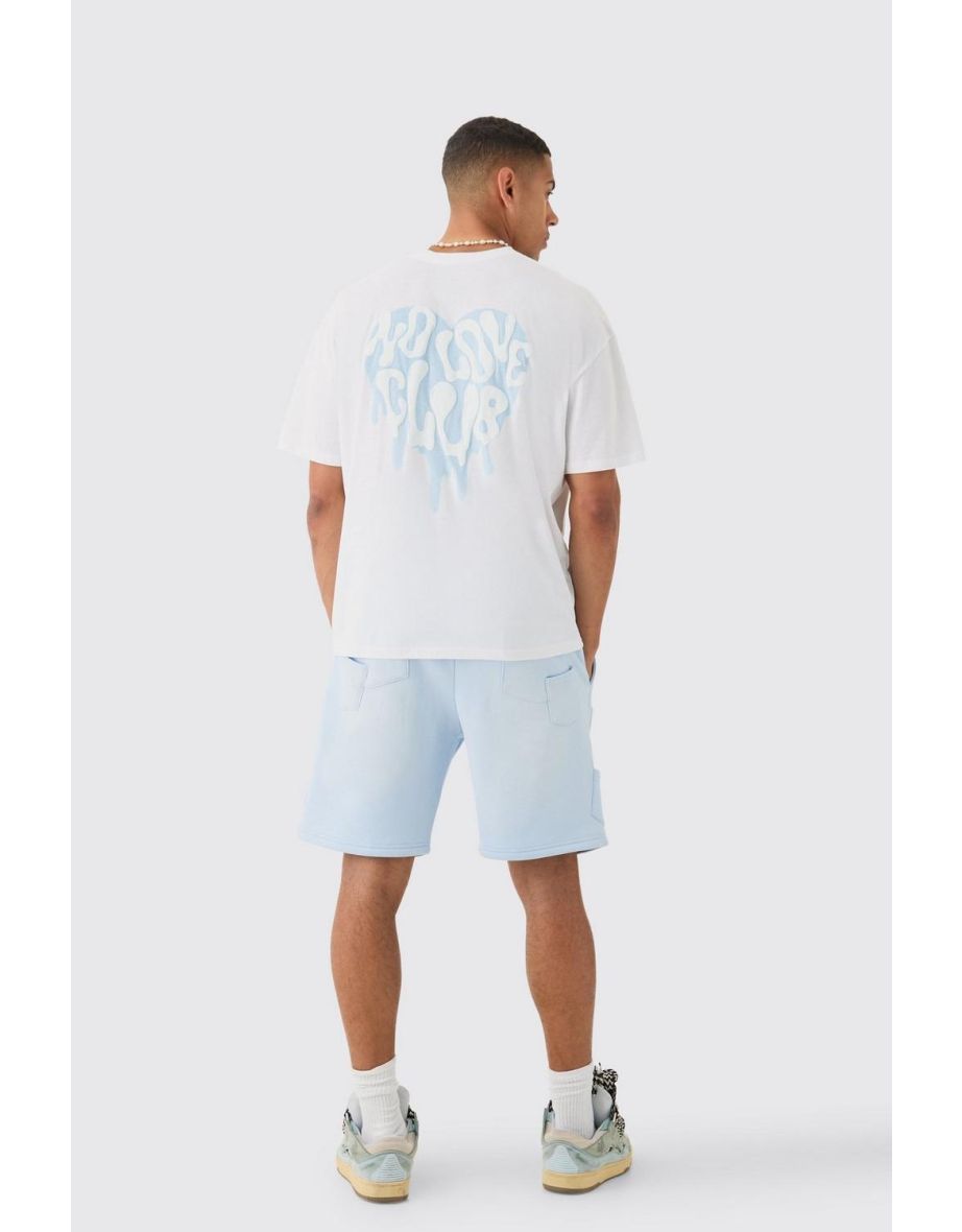 Oversized No Love Club Puff Print T-shirt - white - 2