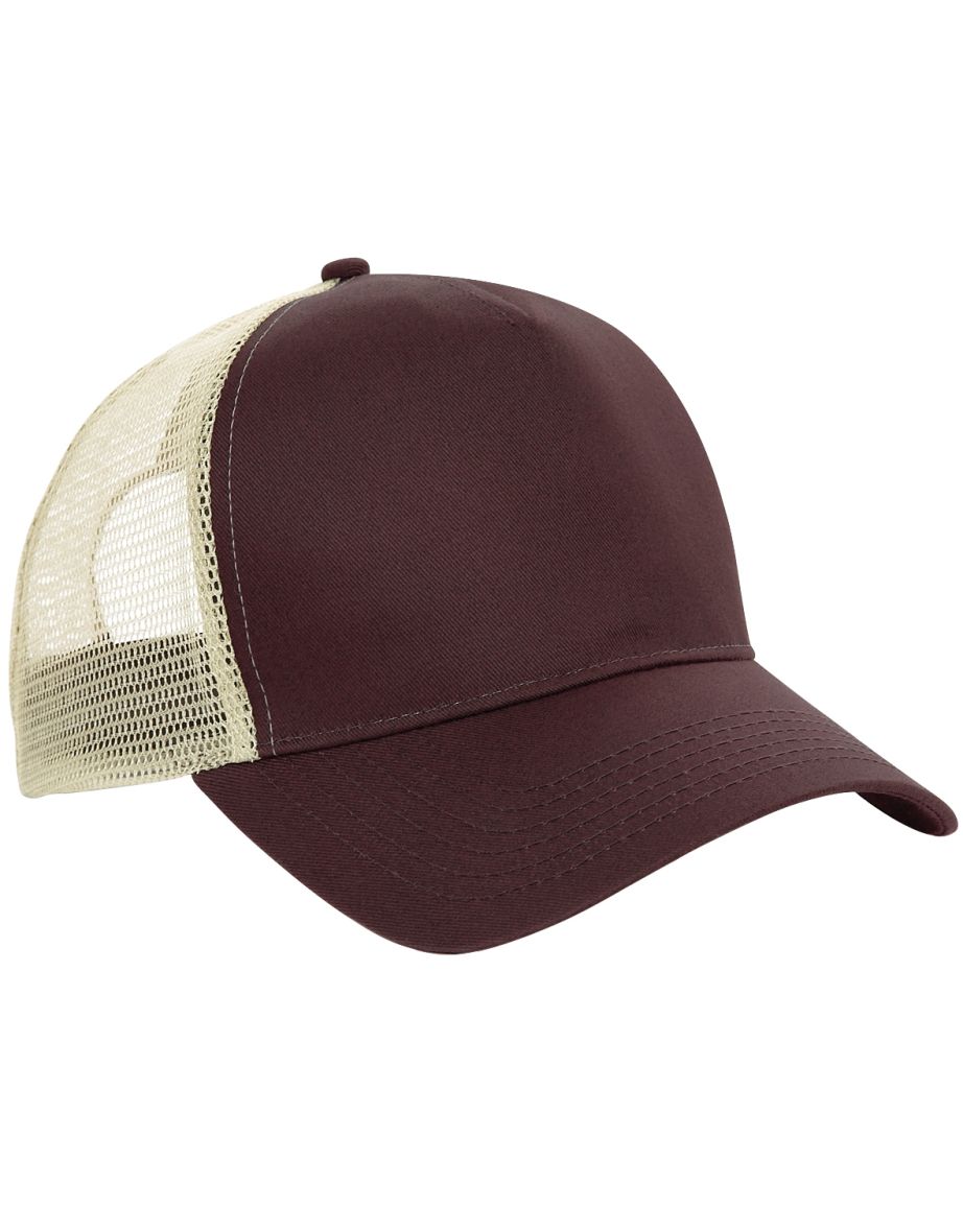 Beechfield Mens Half Mesh Trucker Cap / Headwear (Pack of 2) - Chocolate/Caramel