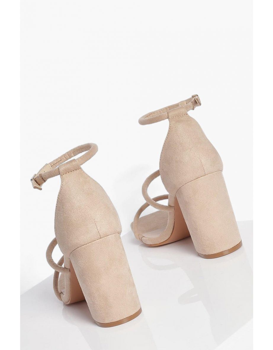 Wide Fit Triple Strap Block Heel Sandals - nude - 3