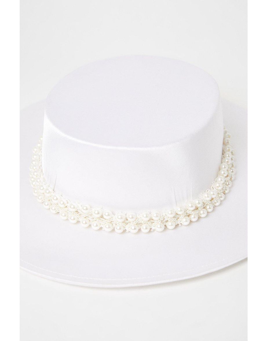 Organza Bow Detail Bridal Boater Hat - 2