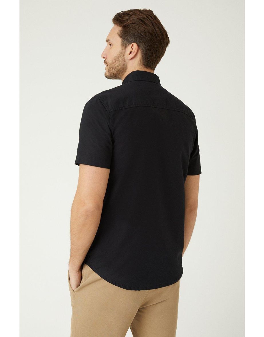 Black Short Sleeve Oxford Shirt - 2
