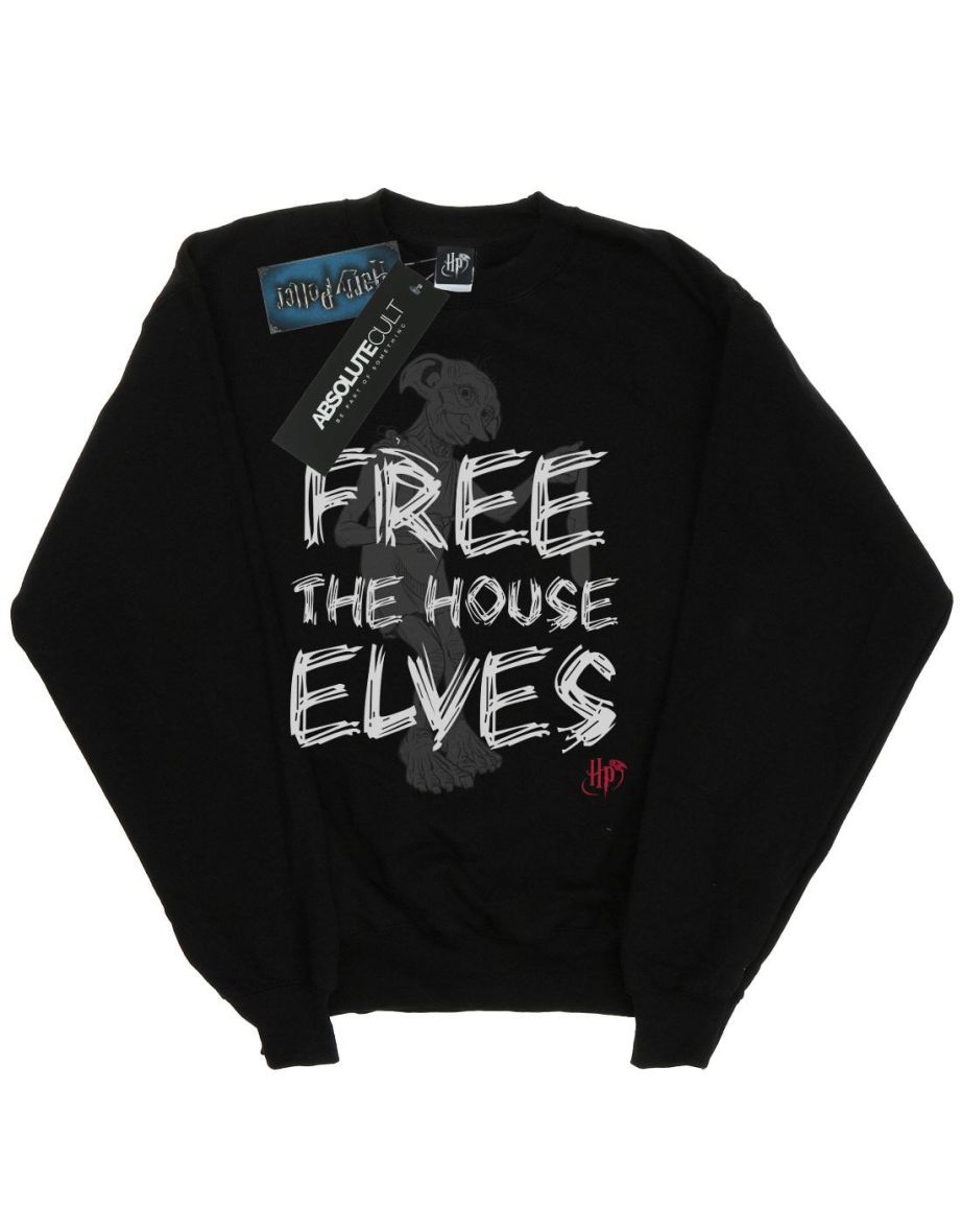 Harry Potter Girls Dobby Free The House Elves Sweatshirt - Black