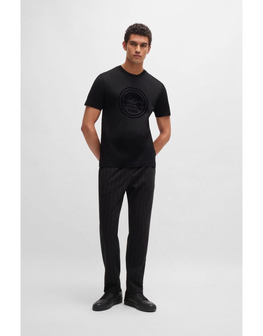 Men's Hugo Boss Porsche x BOSS Mercerised Cotton T-Shirt in Black