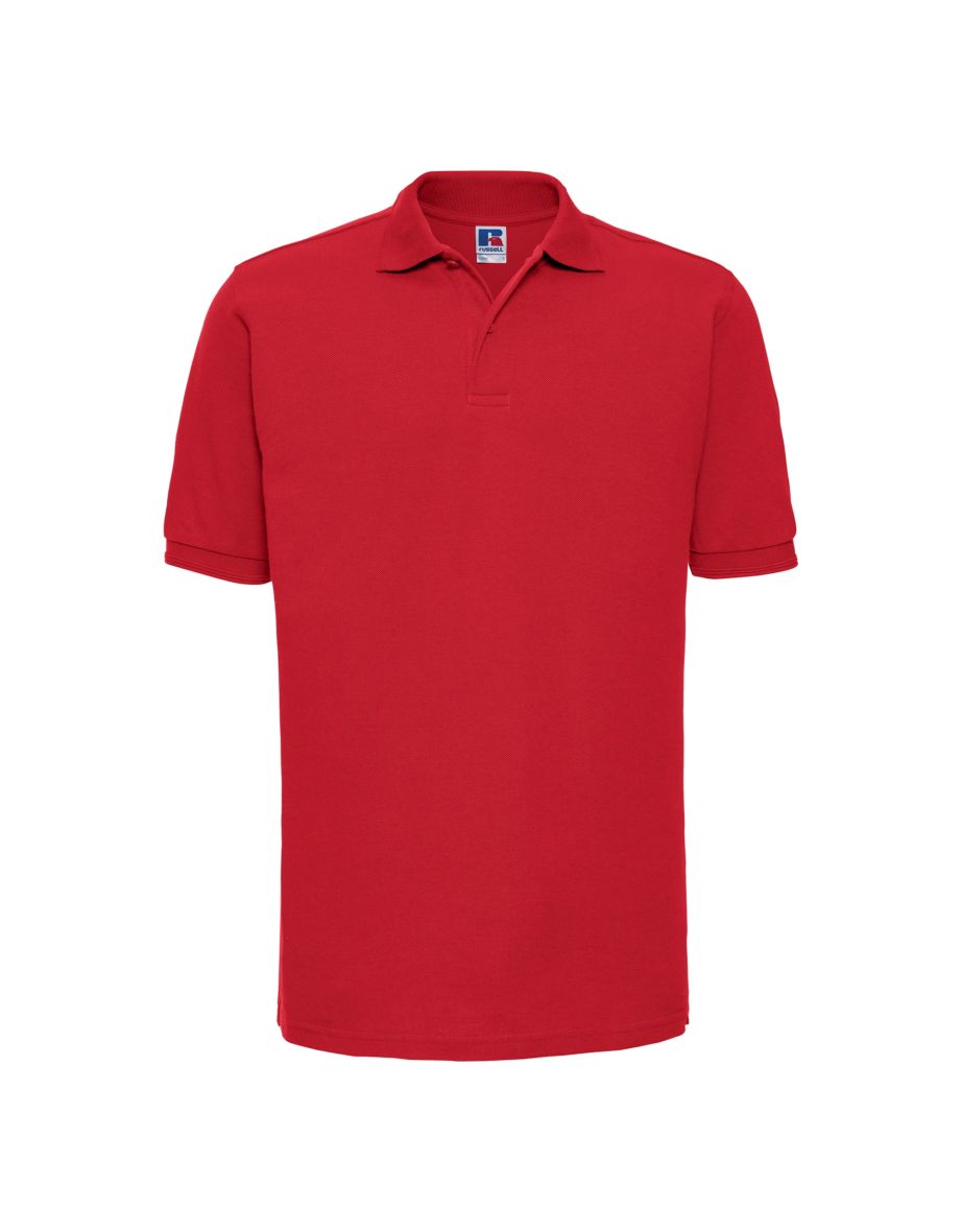 Russell Mens Ripple Collar & Cuff Short Sleeve Polo Shirt - Bright Red