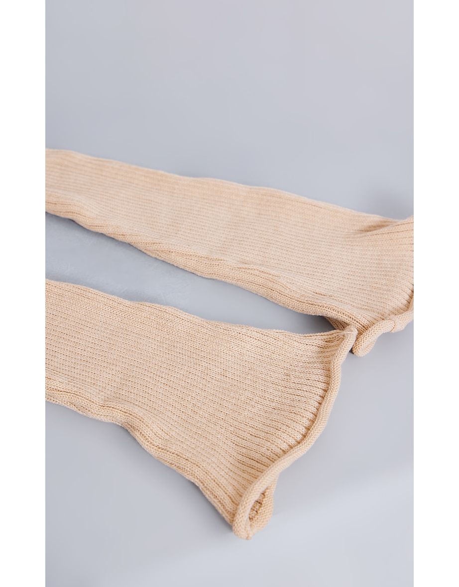 Oatmeal Ribbed Slouchy Leg Warmers - 2