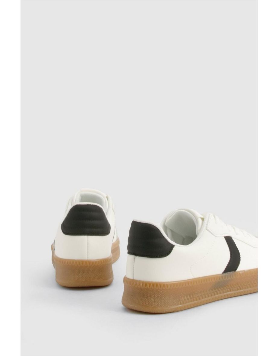 Contrast Panel Gum Sole Trainers - white - 3