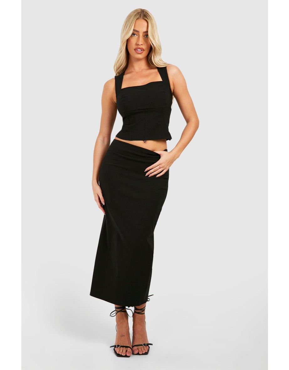 Square Neck Corset & Midaxi Skirt - black