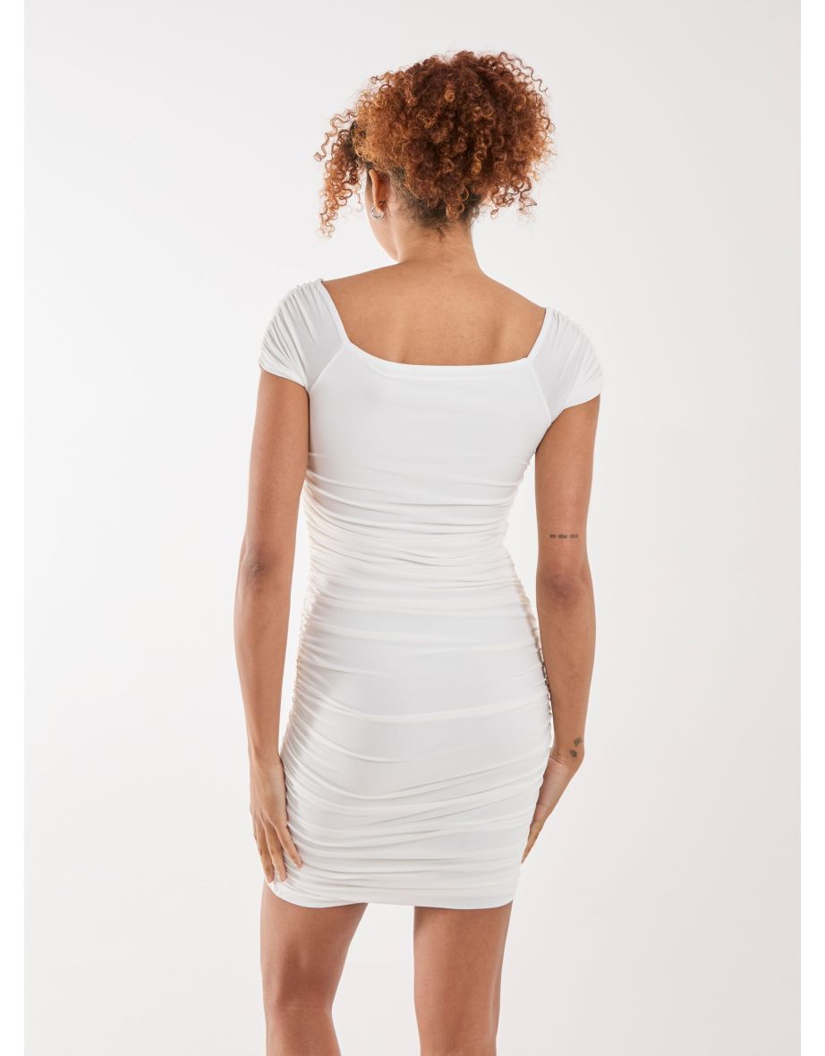 Ruched Bardot Mini Dress - 3