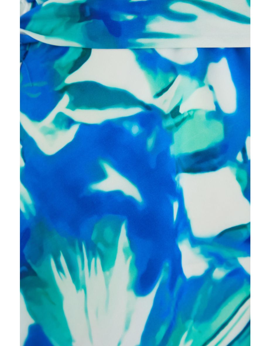 Curve Blue Tropical Print Wrap Top - 5