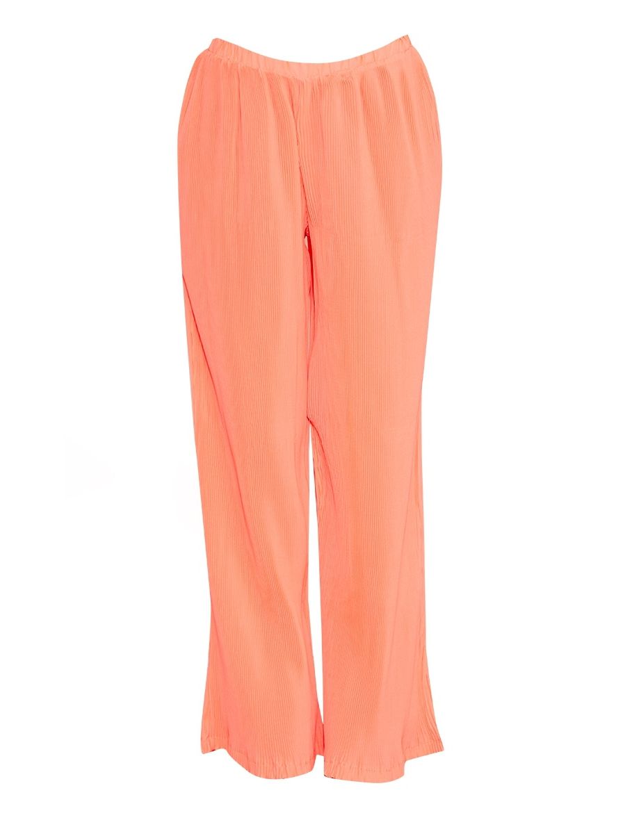 Petite Pink Plisse High Waisted Wide Leg Trousers - 4