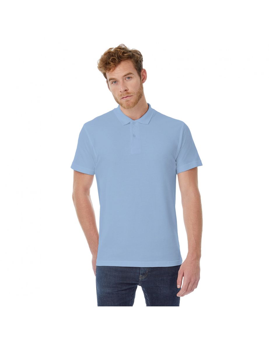 B&C ID.001 Mens Short Sleeve Polo Shirt - Light Blue - 2