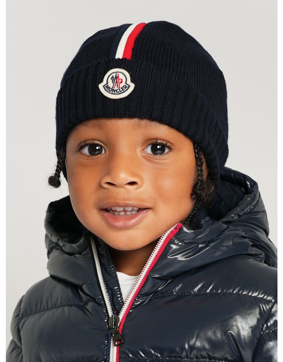Moncler Enfant Baby Boys Wool Beanie Hat in Navy