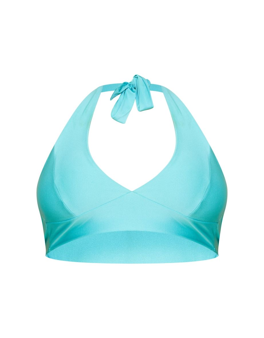 Plus Turquoise Lace Up Side High Waisted Bikini Bottom - 3