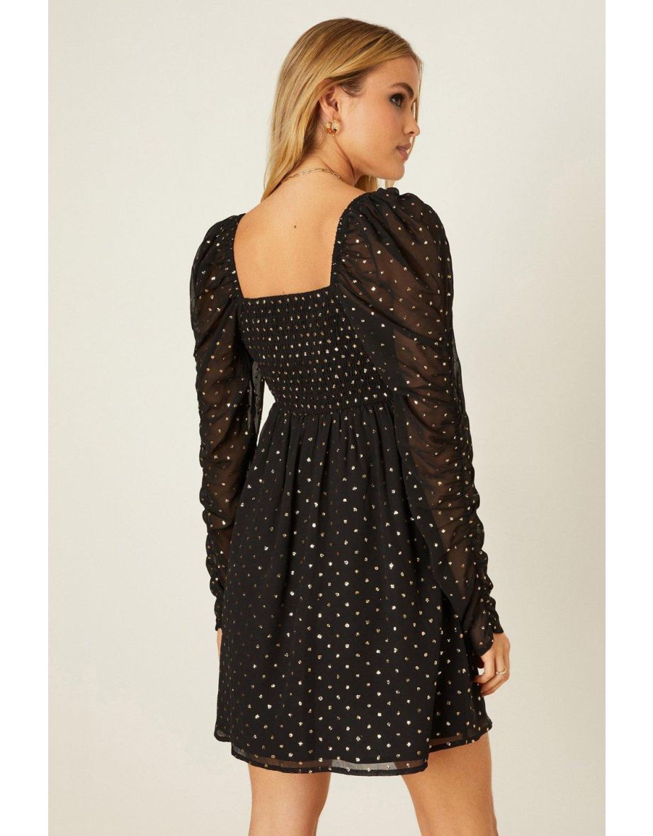 Gold Glitter Spot Babydoll Dress - 2