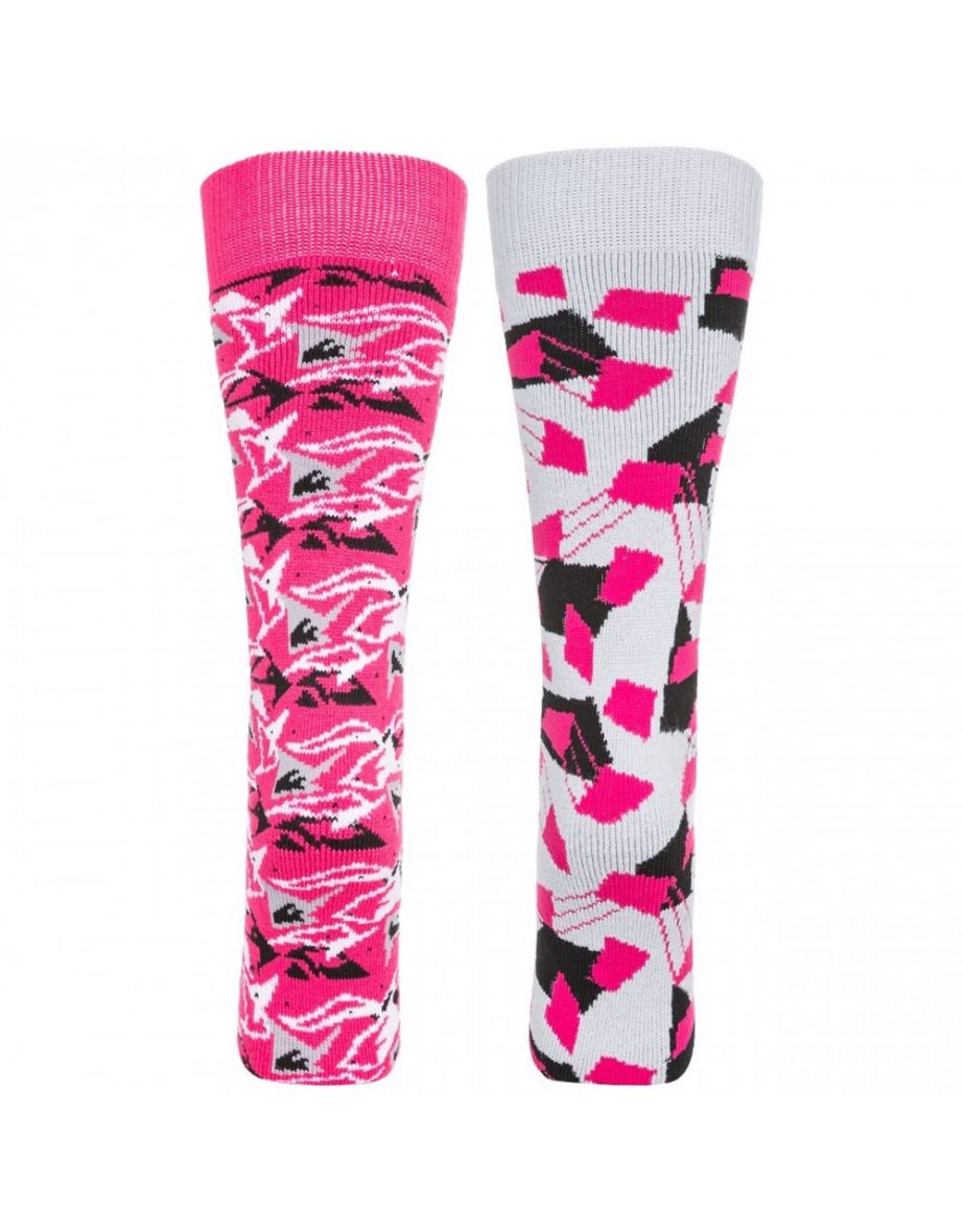 Trespass Childrens/Kids Rockies Ski Socks (Pack Of 2) - Platinum/Pink Lady - 1