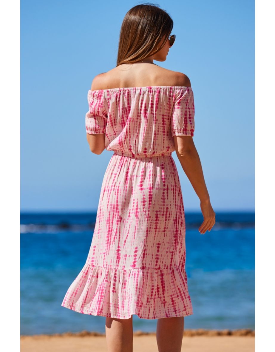 Pink Tie Dye Tassel Detail Summer Dress - 4