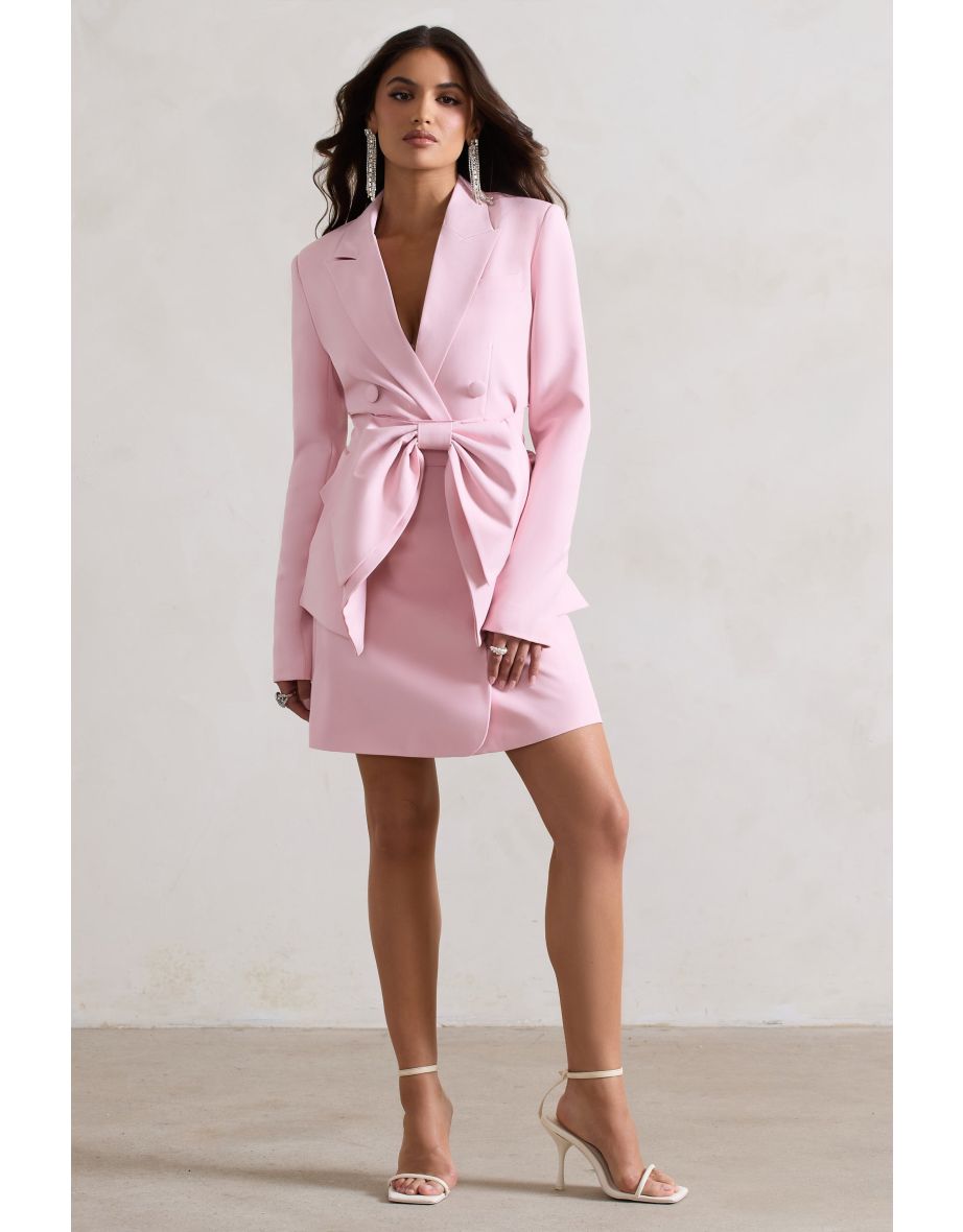 Prized | Pink Tailored Blazer Dress With Bow