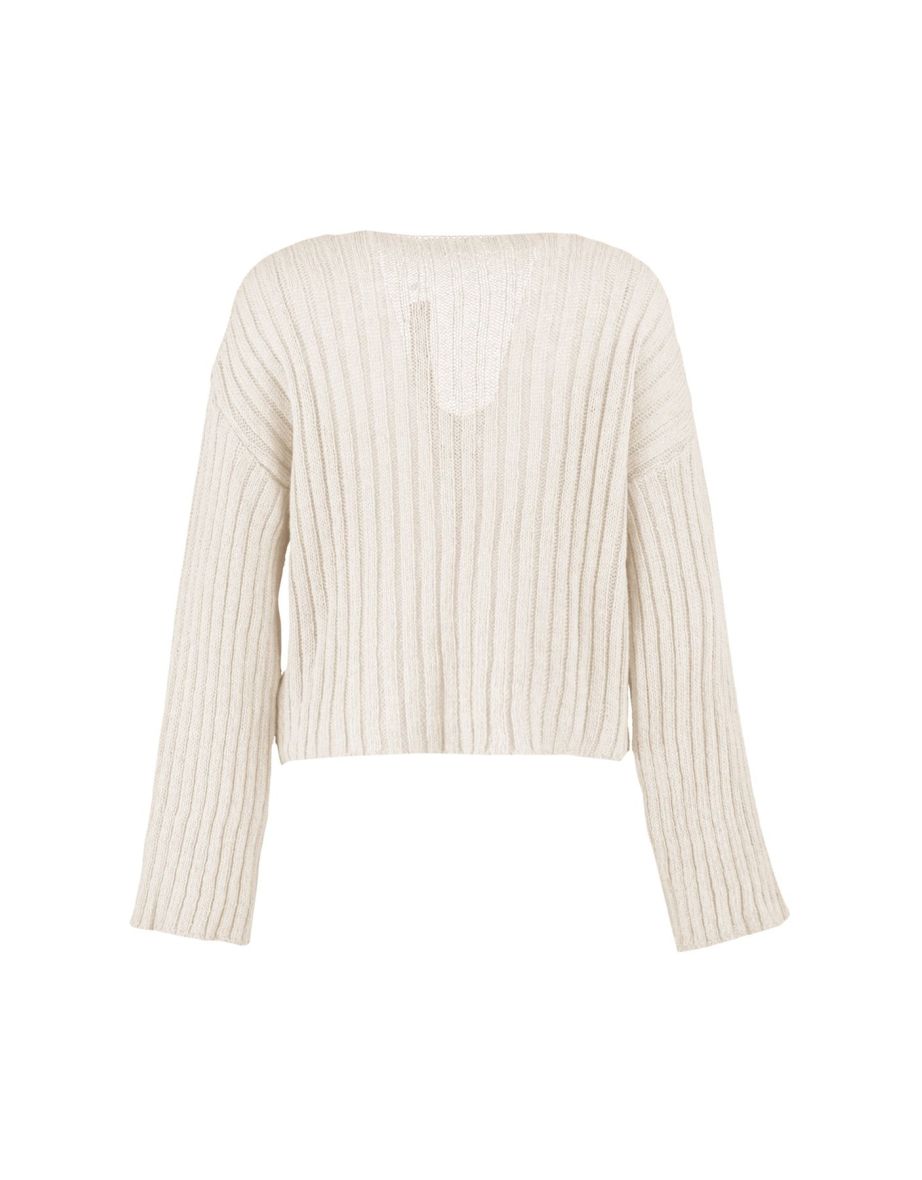 Stone Wide fit Crop Wool Basic Knitwear Sweater - 7