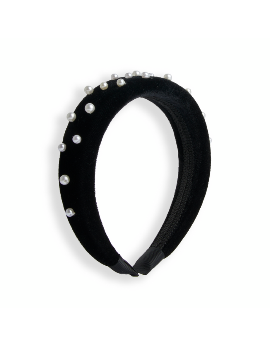 Revolution Pearl Velvet Headband Black - 1