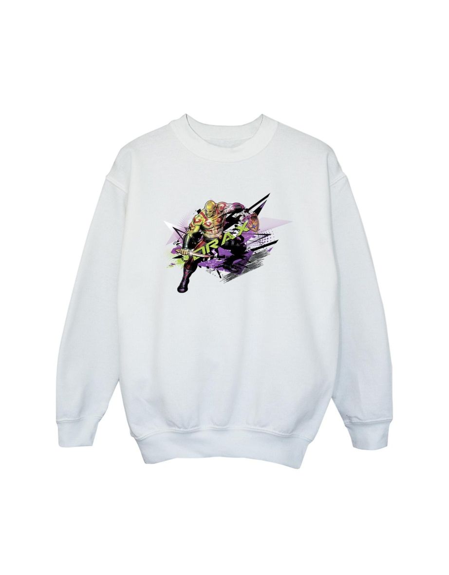 Marvel Girls Guardians Of The Galaxy Abstract Drax Sweatshirt - White