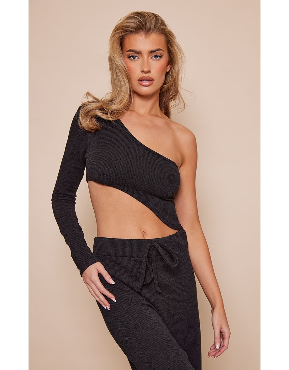 One shoulder dip hem tops online