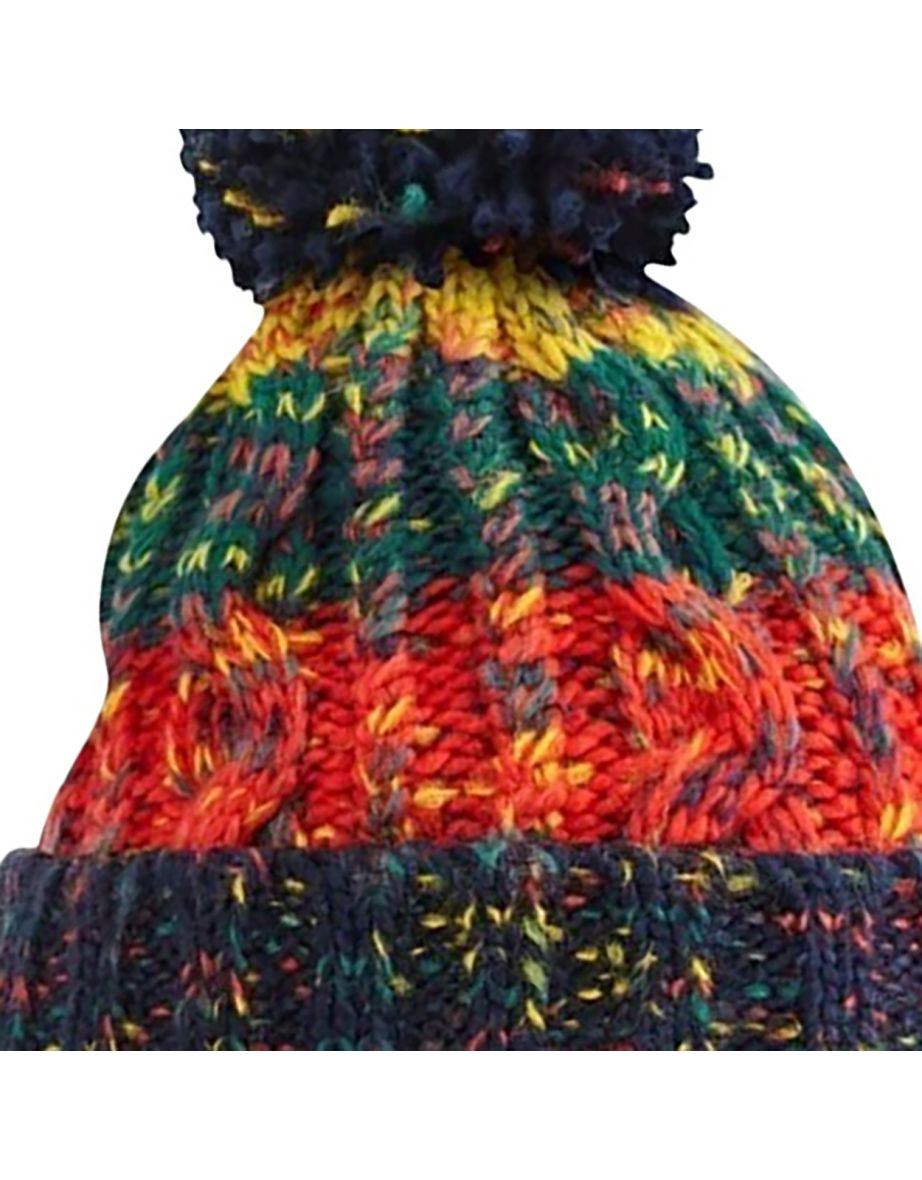 Beechfield Unisex Adults Corkscrew Knitted Pom Pom Beanie Hat - Crackling Campfire - 1