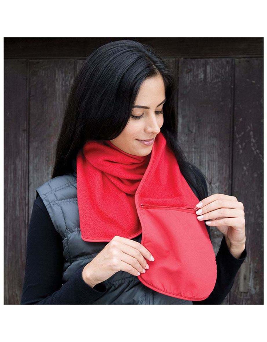 Result Active Anti-Pilling Fleece Winter Scarf With Zip Pocket - Red