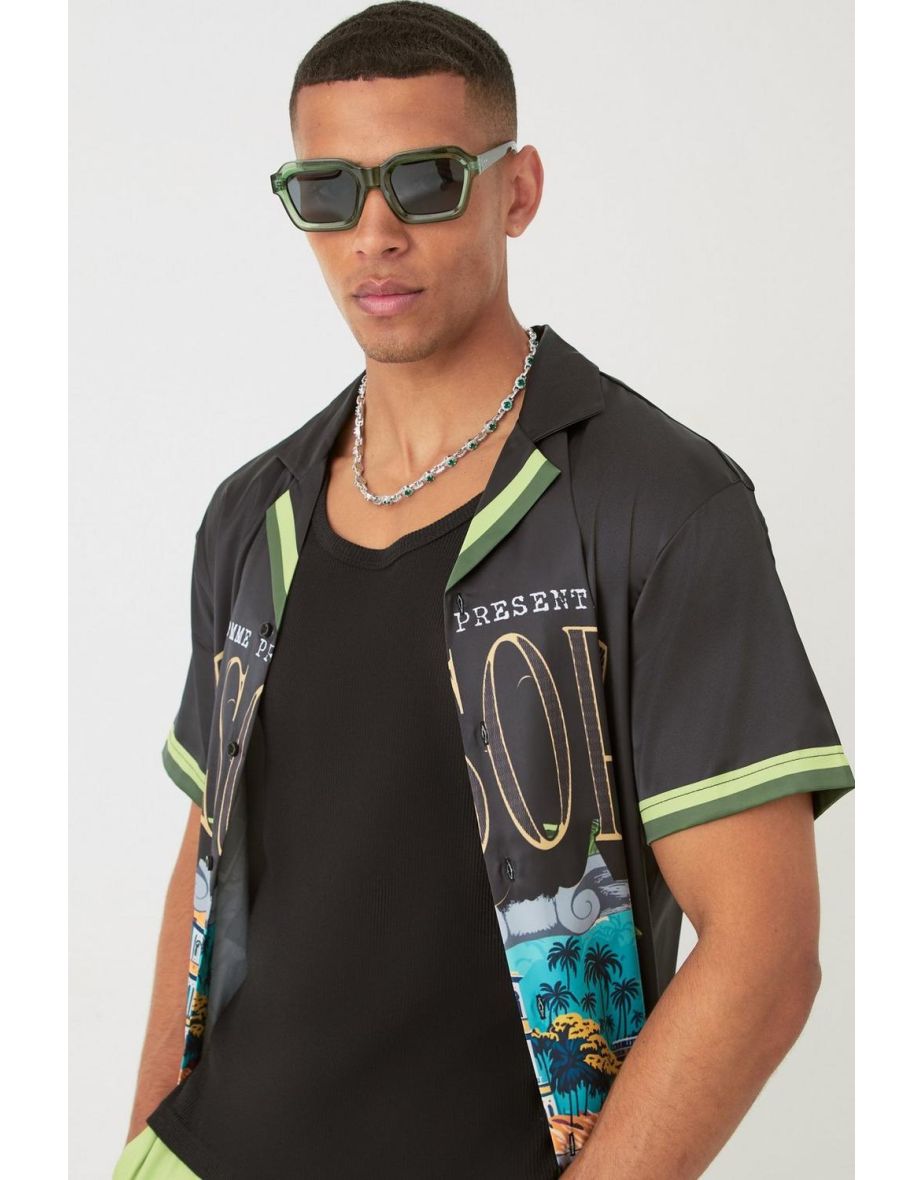 Short Sleeve Satin Oversized Resort Shirt & Short - 2