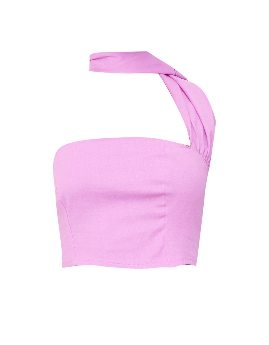 Lilac Linen Look Scarf Detail Bandeau - 4
