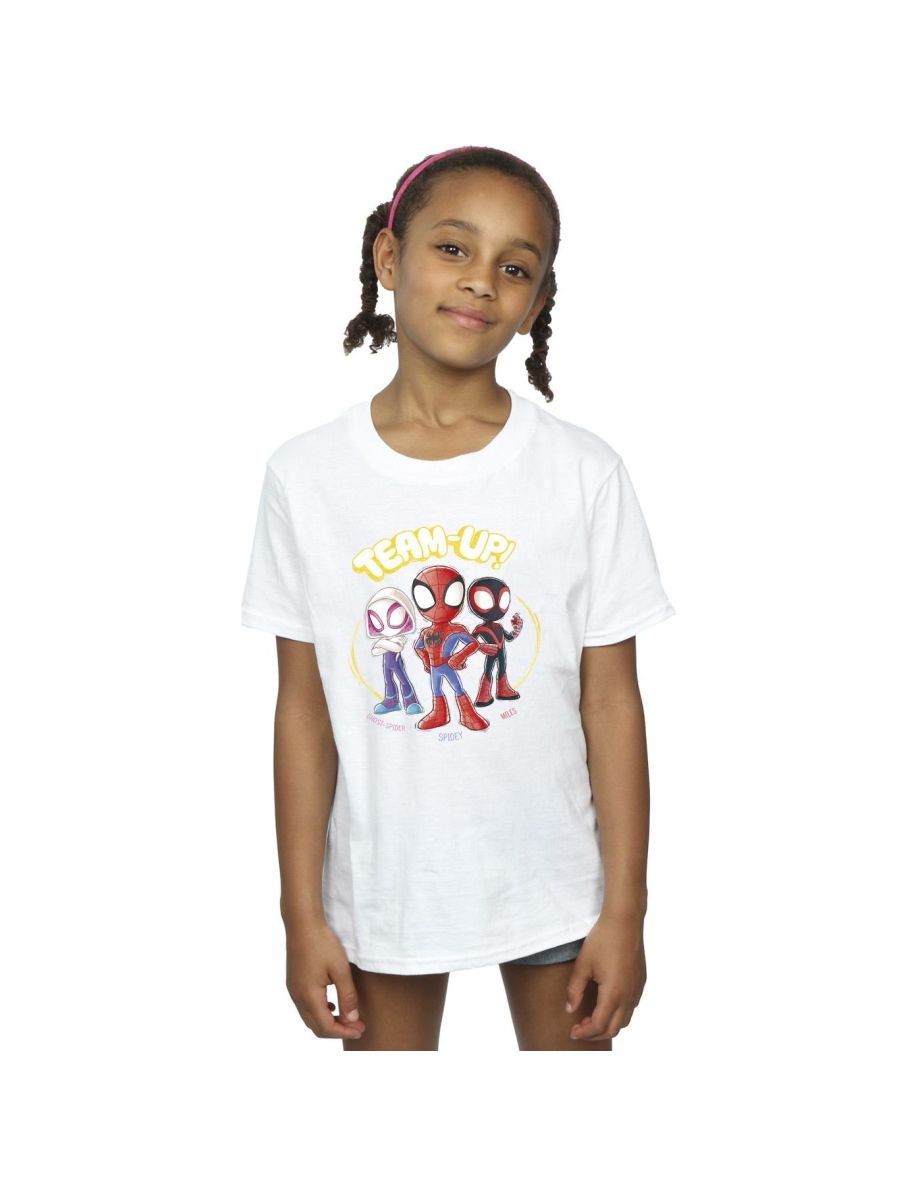 Marvel Girls Spidey And His Amazing Friends Sketch Cotton T-Shirt - White