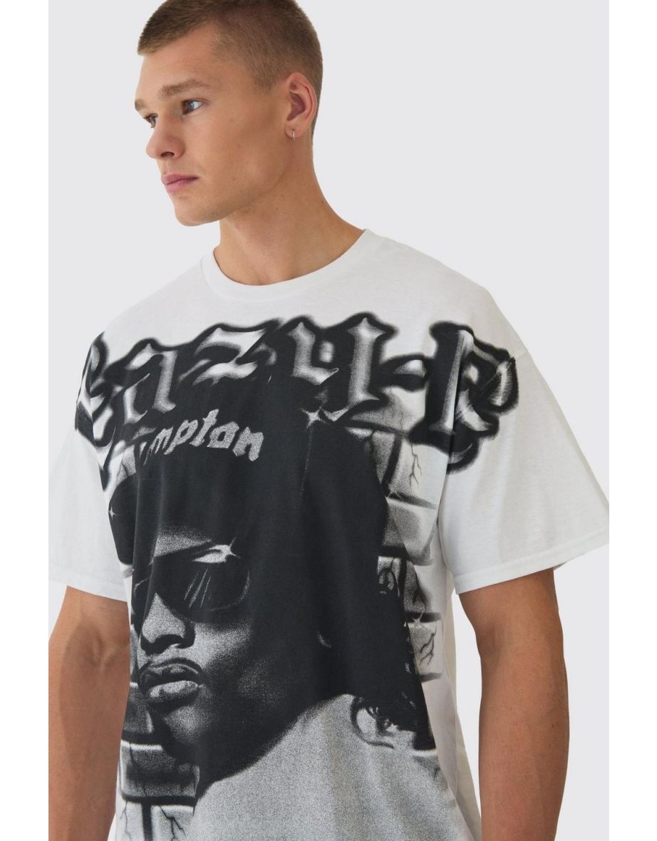 Oversized Eazy E Large Scale License Print T-Shirt - white - 2