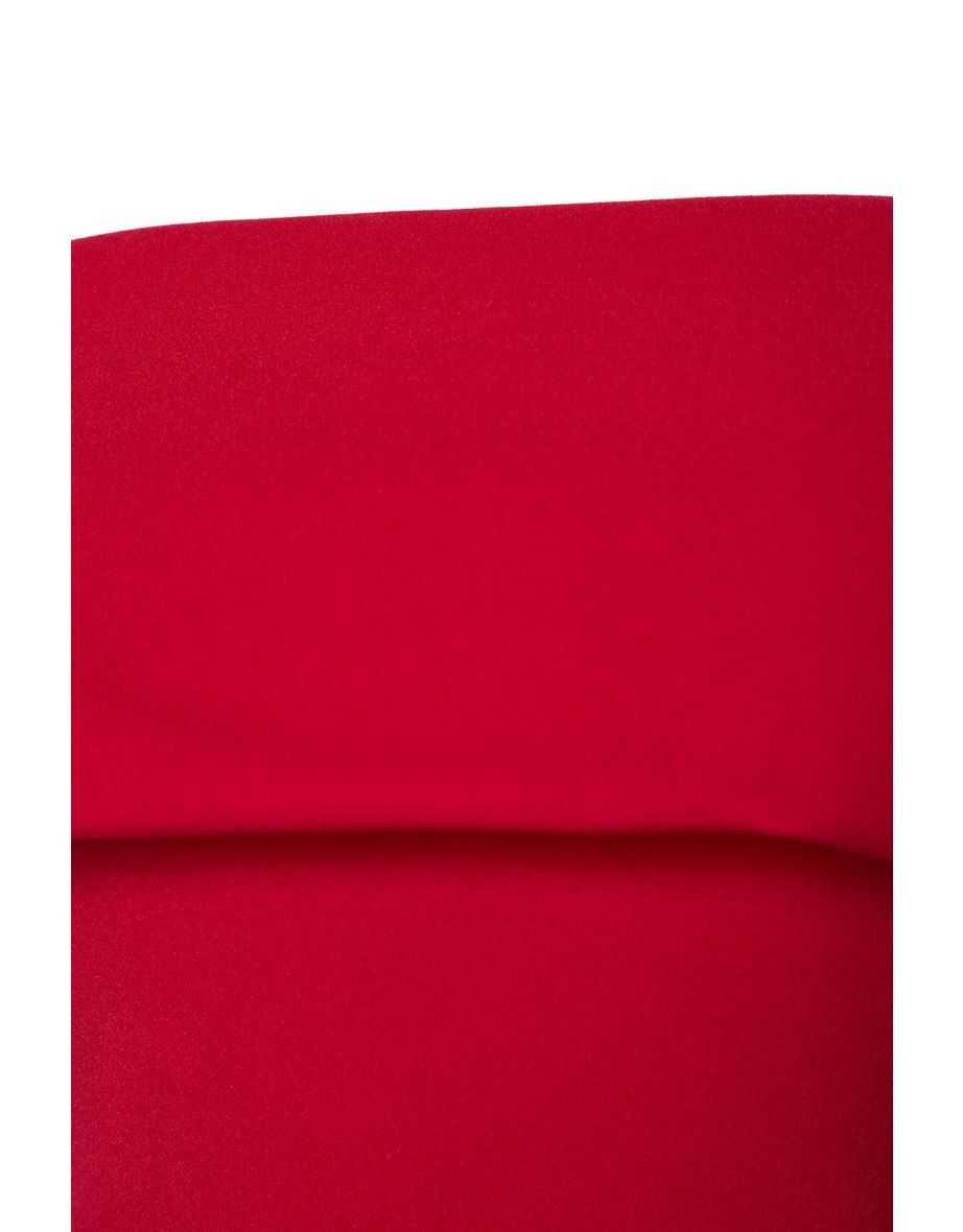 Red Strapless A Line/Flare Cut Midi Knit Dress - 8