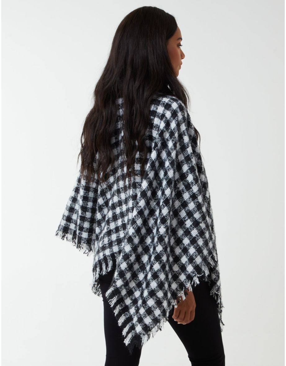 Check Roll Neck Poncho - 5