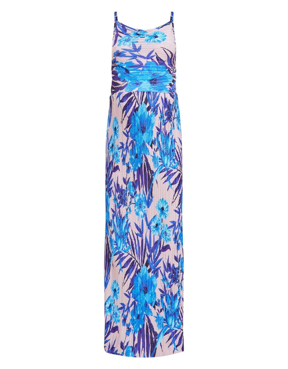 Maternity Blue Floral Print Plisee Midaxi Dress - 4