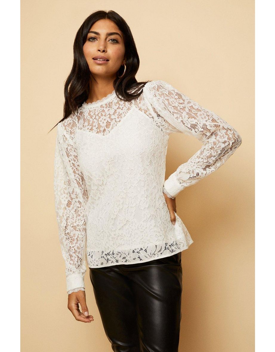 Lace Overlay Blouse