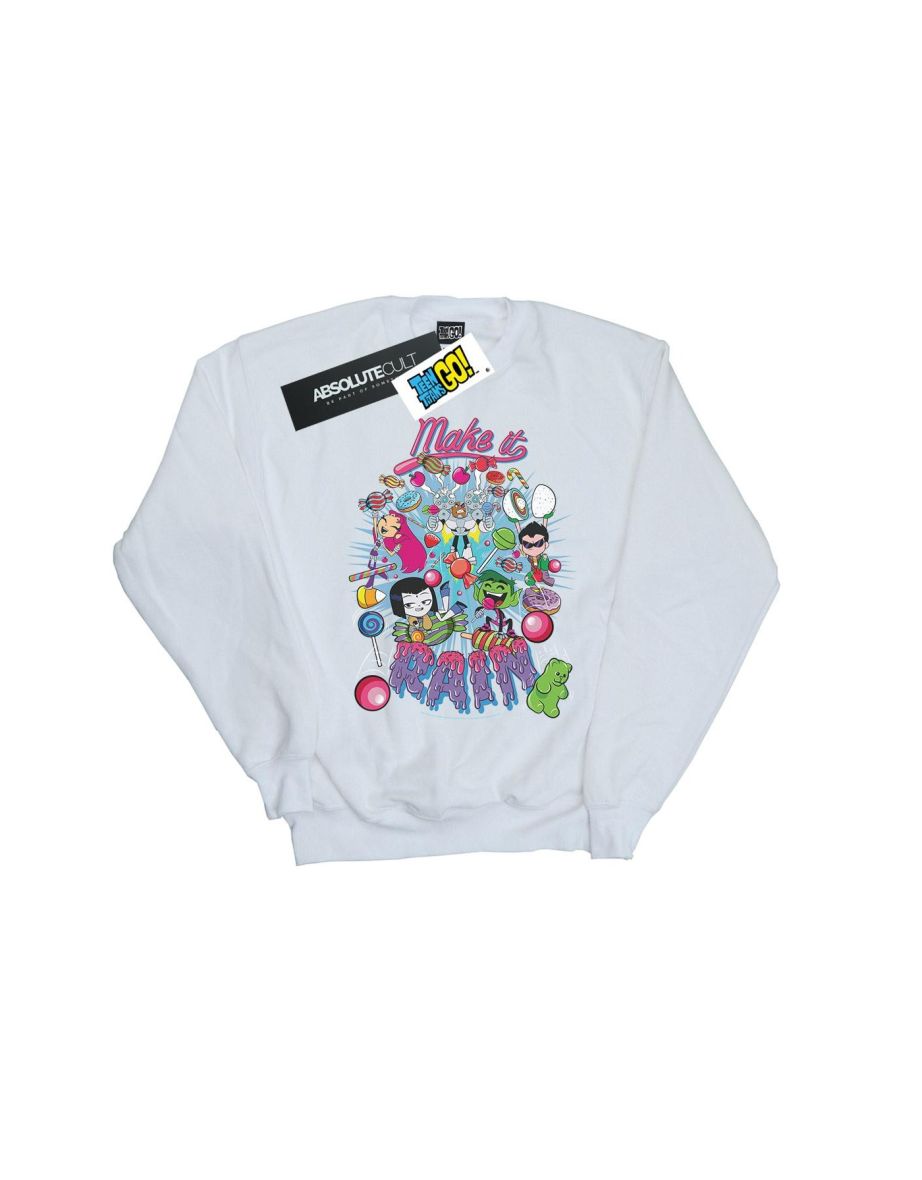 DC Comics Boys Teen Titans Go Make It Rain Sweatshirt - White