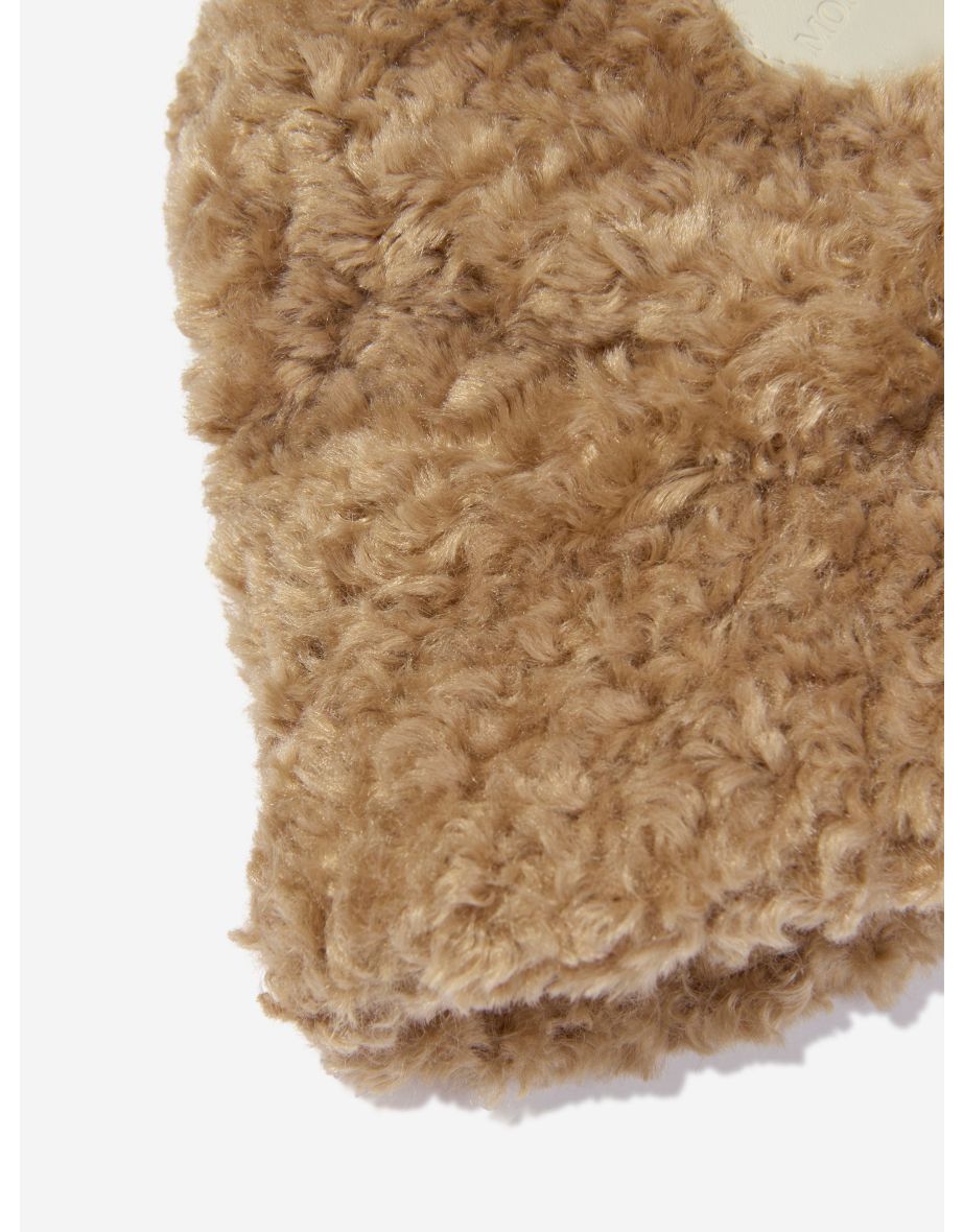 Girls Faux Fur Bucket Hat in Beige